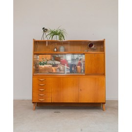 Grand buffet vitré en bois clair n°492
