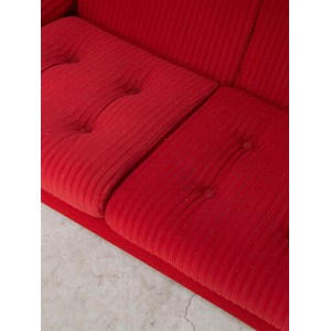 Grand canapé en tissu rouge n°118
