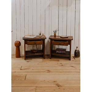 Paire de tables de chevet en bois n°1176