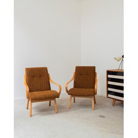 Paire de fauteuils en bois et tissu n°775