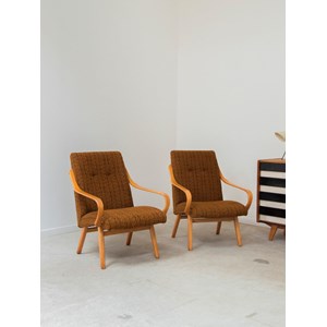 Paire de fauteuils en bois et tissu n°775