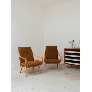 Paire de fauteuils en bois et tissu n°775