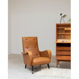 Fauteuil en similicuir marron n°782