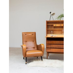 Fauteuil en similicuir marron n°782