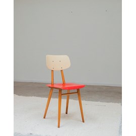 Chaise thonet en bois rouge et beige n°1193