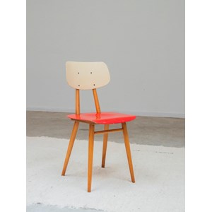 Chaise thonet en bois rouge et beige n°1193