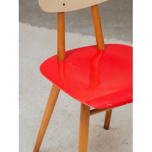 Chaise thonet en bois rouge et beige n°1193