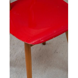 Chaise thonet en bois rouge et beige n°1193