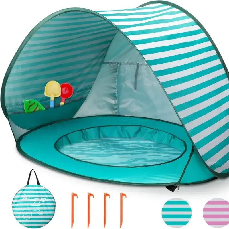 Tente de plage pour bébé avec mini piscine en polyester bleu (Babykare) - Image 3