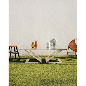 Table basse modulable chrome et verre n°727