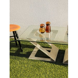 Table basse modulable chrome et verre n°727