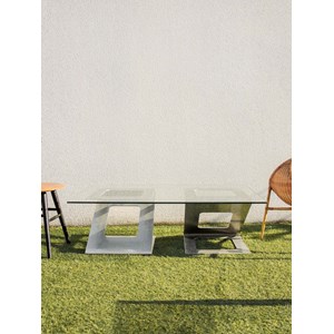 Table basse modulable chrome et verre n°727