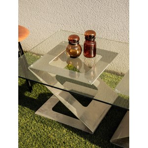 Table basse modulable chrome et verre n°727