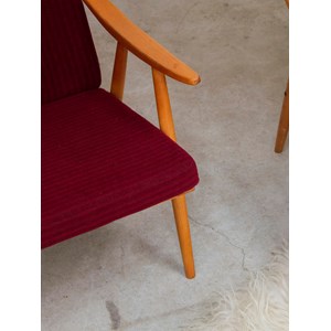 Paire de fauteuils en bois et tissu violet n°783