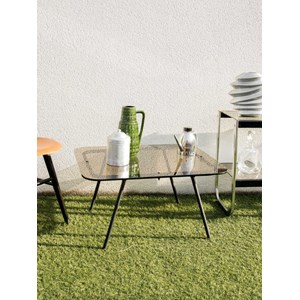 Table basse en acier et verre fumé n°728