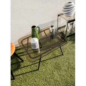 Table basse en acier et verre fumé n°728