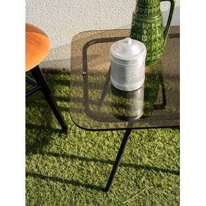 Table basse en acier et verre fumé n°728