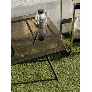 Table basse en acier et verre fumé n°728