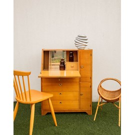 Secrétaire 50's en bois blond n°129