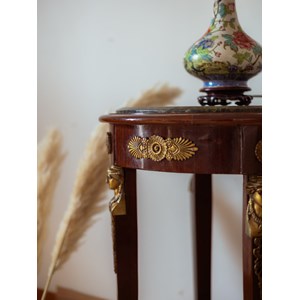 Guéridon en bois et marbre n°148