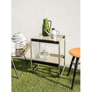 Table d'appoint en chrome et verre fumé n°776