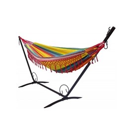 Set support en métal avec hamac simple à franges relaxant