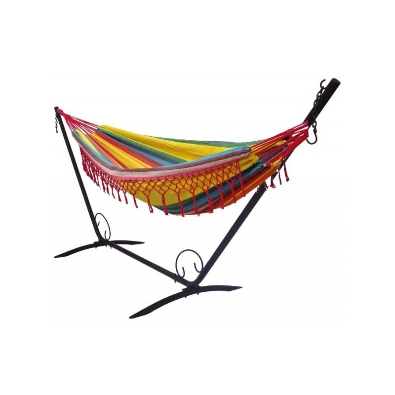 Set support en métal avec hamac simple à franges relaxant