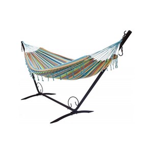 Set support en métal avec hamac simple à franges pastel