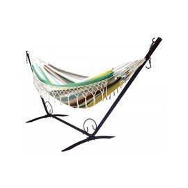 Set support en métal avec hamac simple à franges multicolore