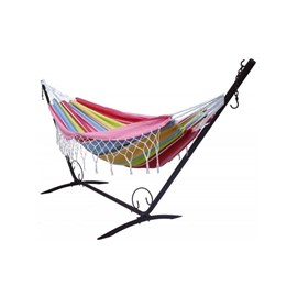 Set support en métal avec hamac simple à franges confort