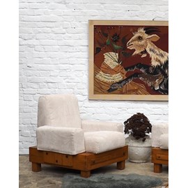 Paire de fauteuils 70's en pin n°806