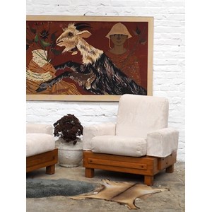 Paire de fauteuils 70's en pin n°806