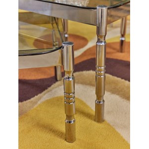 Tables gigognes en verre fumé et chrome n°131