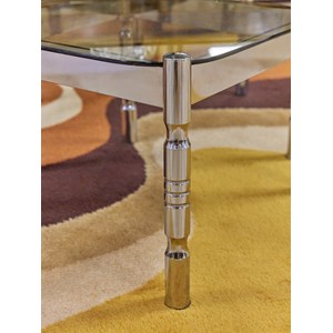 Tables gigognes en verre fumé et chrome n°131