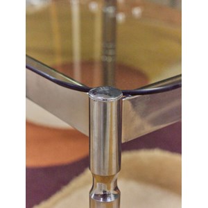 Tables gigognes en verre fumé et chrome n°131