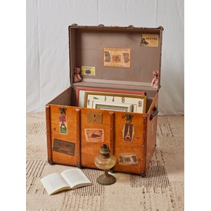 Grande malle de voyage en bois clair n°245