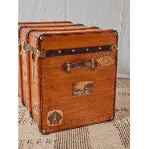 Grande malle de voyage en bois clair n°245