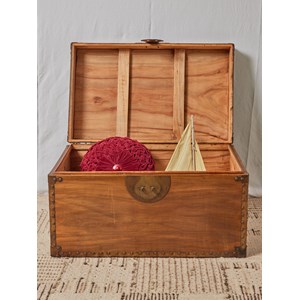 Grande malle en bois clair et laiton  n°243