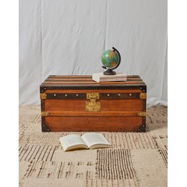 Petite malle en bois claire et laiton n°244