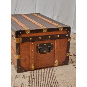 Petite malle en bois claire et laiton n°244