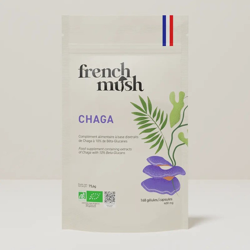 French Mush - Gélules à l’extrait de chaga peau éclatante et vitalité 168 gélules french mush