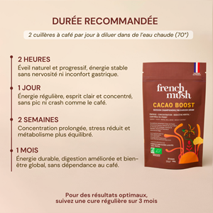 Boisson boost cacao énergie douce et concentration 20 doses french mush