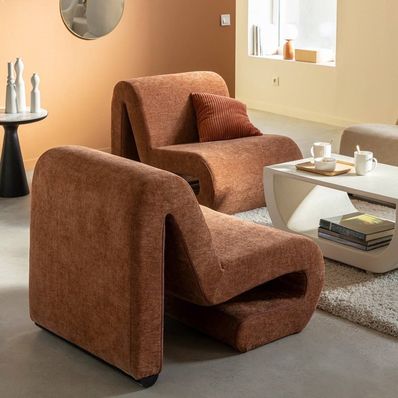 Made In Meubles - Fauteuil terracotta