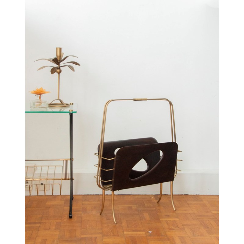 Porte-revues en bois et laiton doré n°226