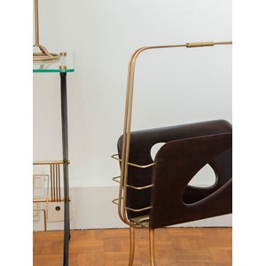 Porte-revues en bois et laiton doré n°226