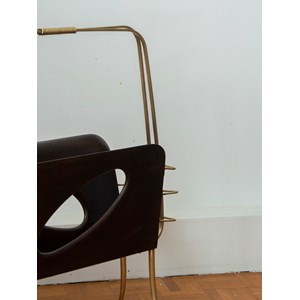 Porte-revues en bois et laiton doré n°226