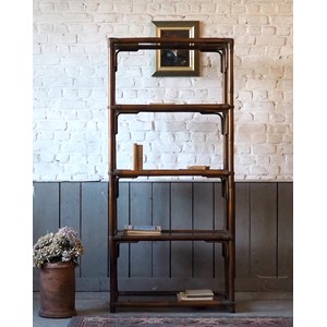 Grande étagère en rotin et verre n°676