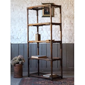 Grande étagère en rotin et verre n°676