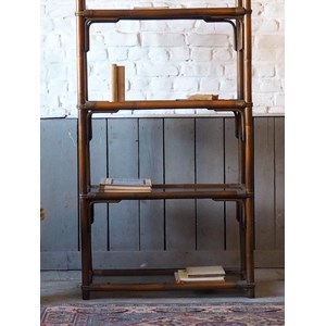 Grande étagère en rotin et verre n°676