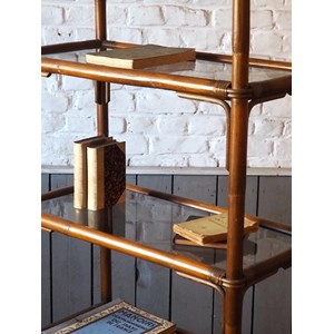 Grande étagère en rotin et verre n°676